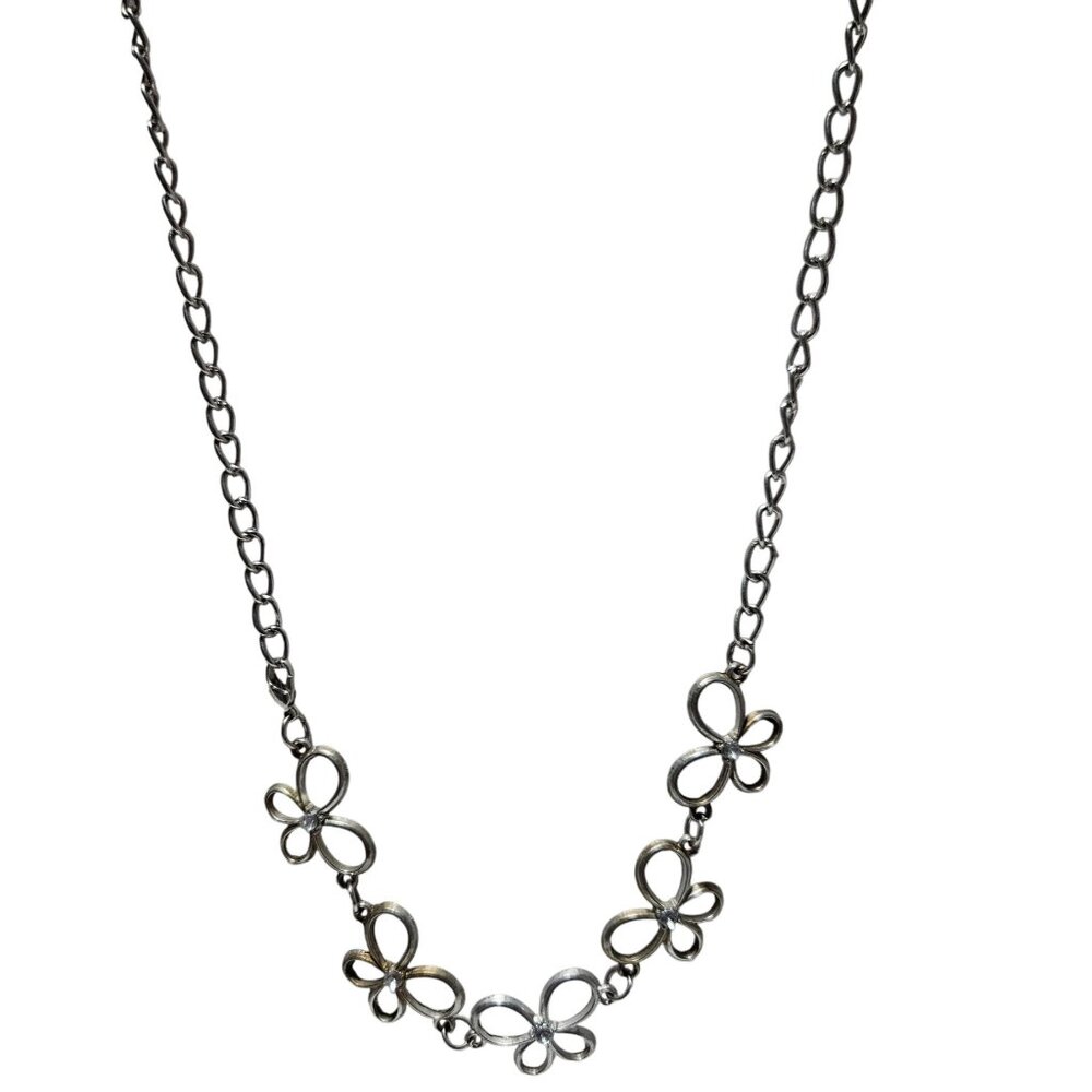 Elegant Butterfly Charm Necklace Silver Tone Crystal Accents Fashion Jewelry
